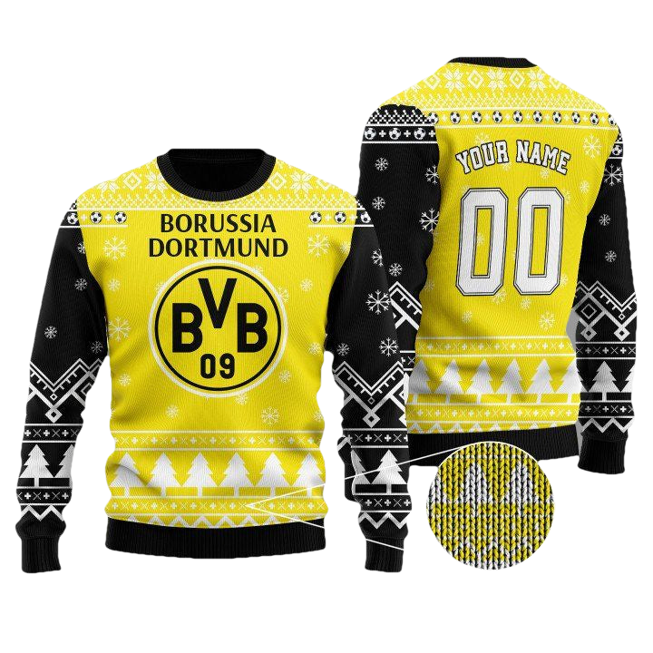 Borussia Dortmund Custom Name Ugly Christmas Wool Sweater ? Usalast