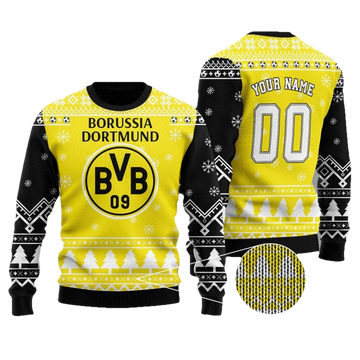Borussia Dortmund Custom Name Ugly Christmas Wool Sweater ? Usalast
