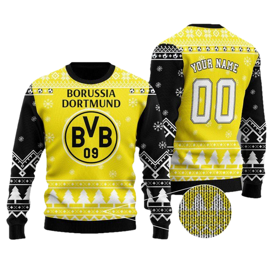 Borussia Dortmund Custom Name Ugly Christmas Wool Sweater ? Usalast