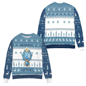 Bombay Sapphire Whisky Pine Tree Ugly Christmas Sweater ? Blue ? Usalast
