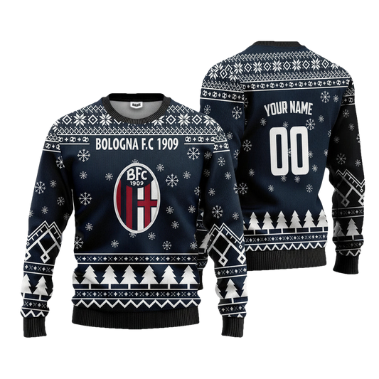 Bologna F.C 1909 Personalized Ugly Christmas Sweater Blue Version ? Usalast