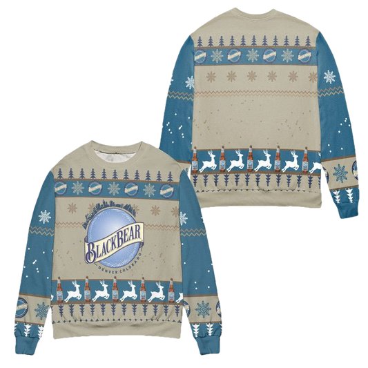 Blue Moon Brewery Reindeer Snowflake Pattern Ugly Christmas Sweater ? Blue ? Usalast