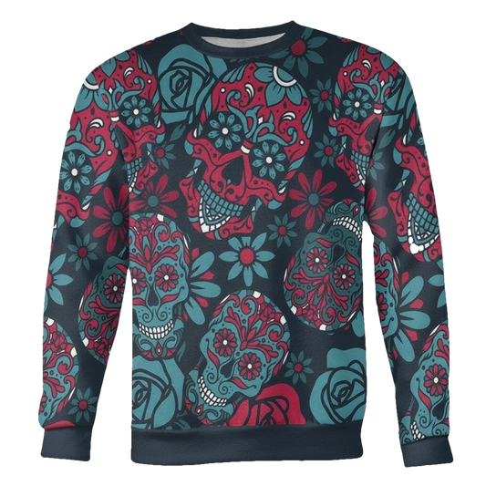 Blue And Red Sugar Skull Sweater ? Usalast