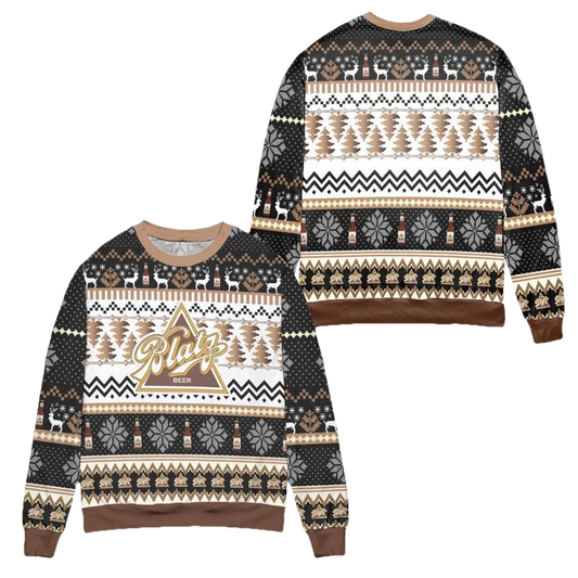Blatz Beer Logo Snowflakes Ugly Christmas Sweater ? Usalast