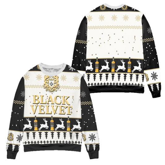 Black Velvet Canadian Whisky Logo Christmas Pattern Ugly Christmas Sweater ? Usalast