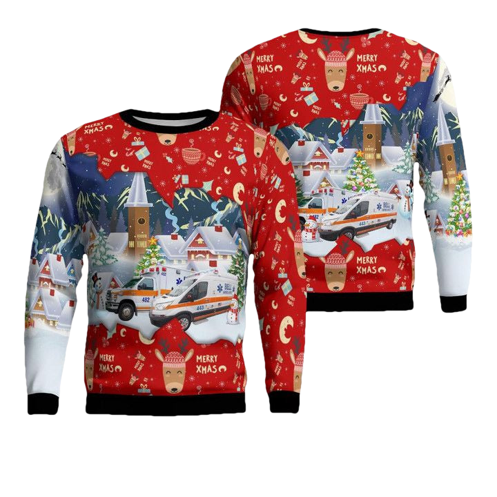 Bell Ambulance Milwaukee Wisconsin Christmas Sweater 3D ? Y011 ? Usalast