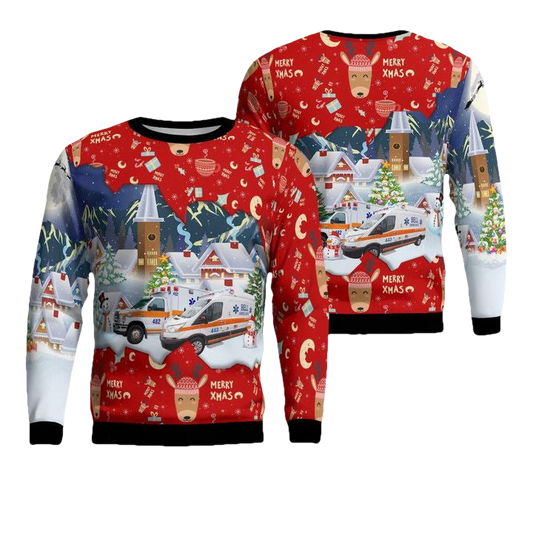 Bell Ambulance Milwaukee Wisconsin Christmas Sweater 3D ? Y011 ? Usalast