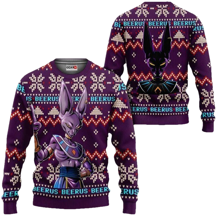 Beerus Ugly Christmas Sweater And 3D Hoodie Custom Dragon Ball ? Usalast