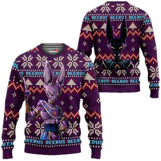 Beerus Ugly Christmas Sweater And 3D Hoodie Custom Dragon Ball ? Usalast