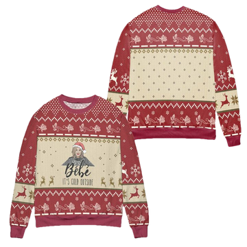 Bebe Its Cold Outside Schitts Creek Reindeer Snowflake Pattern Ugly Christmas Sweater ? Red ? Usalast