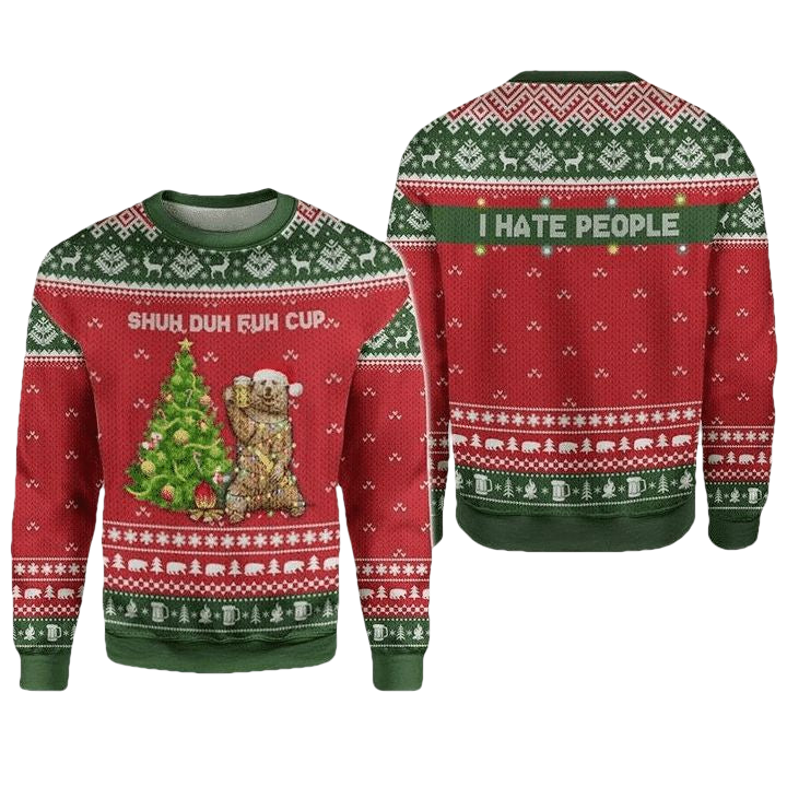 Bear With Beer I Hate People Ugly Christmas Sweater 2022 ? Usalast