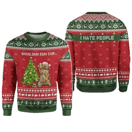 Bear With Beer I Hate People Ugly Christmas Sweater 2022 ? Usalast