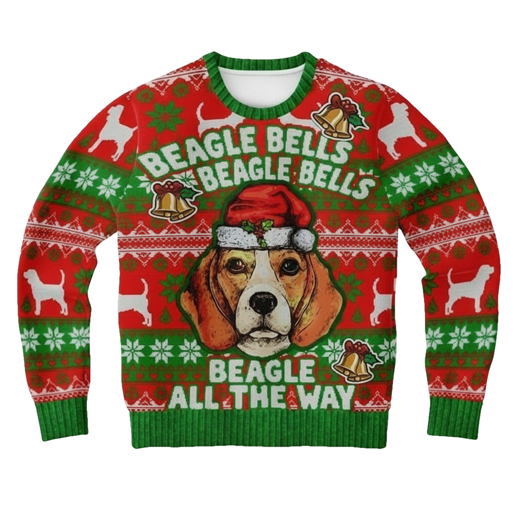 Beagle Bells Tacky Beagle Lover Secret Santa Dog Dad 3d Ugly Christmas Sweater ? Usalast