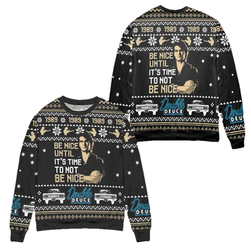 Be Nice James Dalton Is Back To Double Deuce Ugly Christmas Sweater ? Black ? Usalast