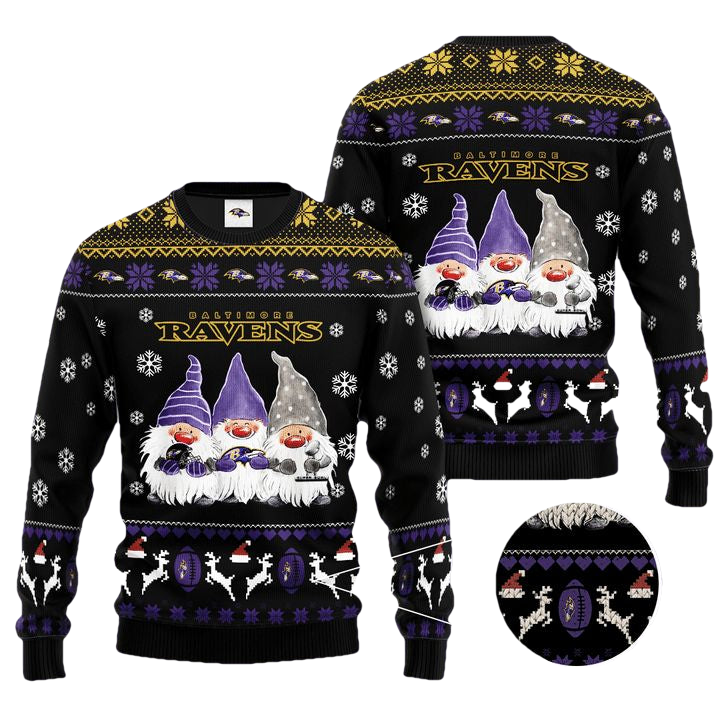 Baltimore Ravens Gnome De Noel Christmas Ugly Sweater ? Usalast