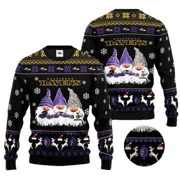 Baltimore Ravens Gnome De Noel Christmas Ugly Sweater ? Usalast