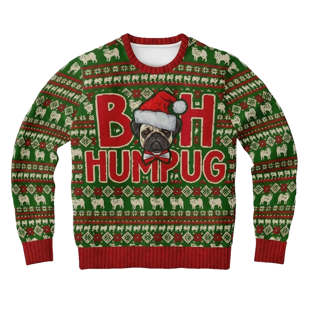 Bah Humpug Pug Tacky Dog Pug Lover Party 3d Ugly Christmas Sweater ? Usalast