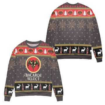 Bacardi Select Reindeer Snowflake Pattern Ugly Christmas Sweater ? Usalast