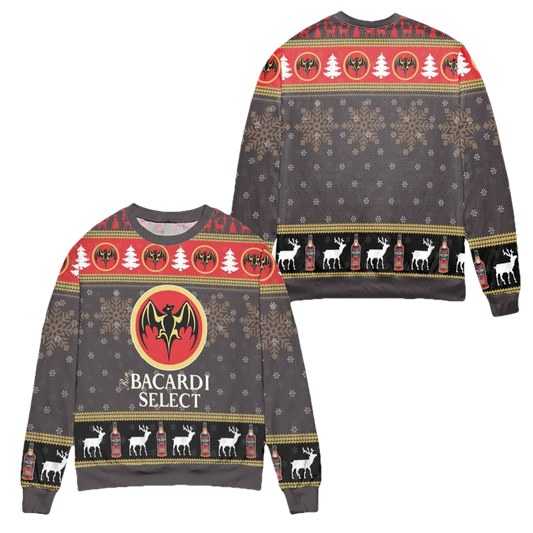 Bacardi Select Reindeer Snowflake Pattern Ugly Christmas Sweater ? Usalast