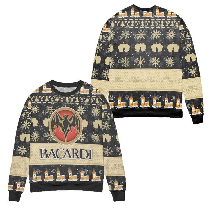 Bacardi Rum Snowflake Pattern Ugly Christmas Sweater ? Usalast