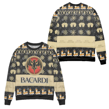 Bacardi Rum Snowflake Pattern Ugly Christmas Sweater ? Usalast