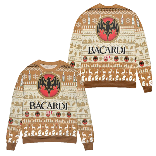 Bacardi 151 Reindeer Pattern Ugly Christmas Sweater ? Usalast