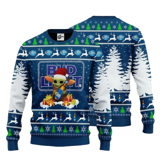Baby Yoda Love Bud Light Beer Bud Beer Xmas 3d Ugly Christmas Sweater ? Usalast