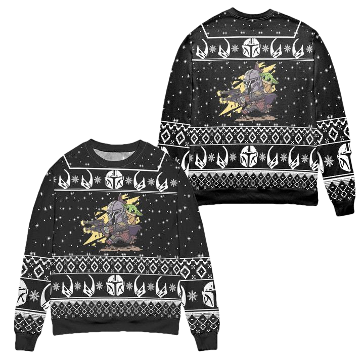 Baby Yoda Boba Fett Fire A Gun Star Wars Ugly Christmas Sweater ? Usalast