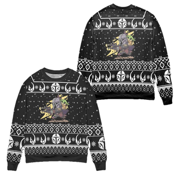 Baby Yoda Boba Fett Fire A Gun Star Wars Ugly Christmas Sweater ? Usalast