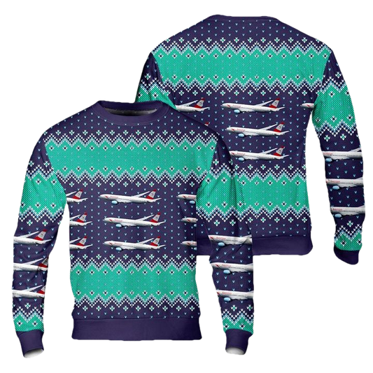 Austrian Airlines Boeing 777-2Z9 ER AOP Ugly Christmas Sweater ? Usalast