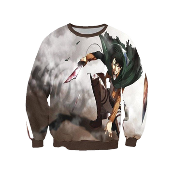 Attack On Titan Sweater ? Levi In Battle With Tattered 3D Printed Sweater ? Usalast