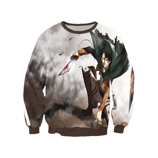 Attack On Titan Sweater ? Levi In Battle With Tattered 3D Printed Sweater ? Usalast