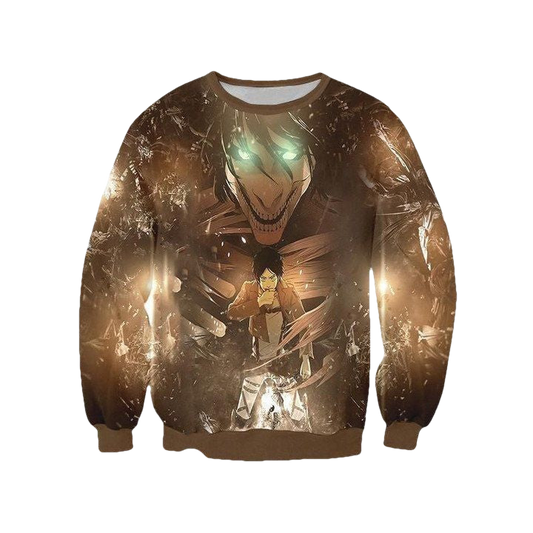 Attack On Titan Sweater ? Eren Yeager Transforming Into Full Titan 3D Printed Sweater ? Usalast
