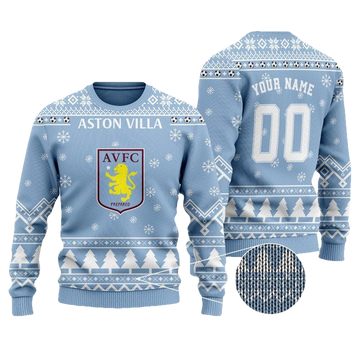 Aston Villa Custom Name And Number Ugly Christmas Sweater ? Usalast