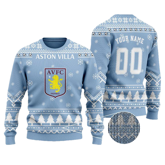 Aston Villa Custom Name And Number Ugly Christmas Sweater ? Usalast