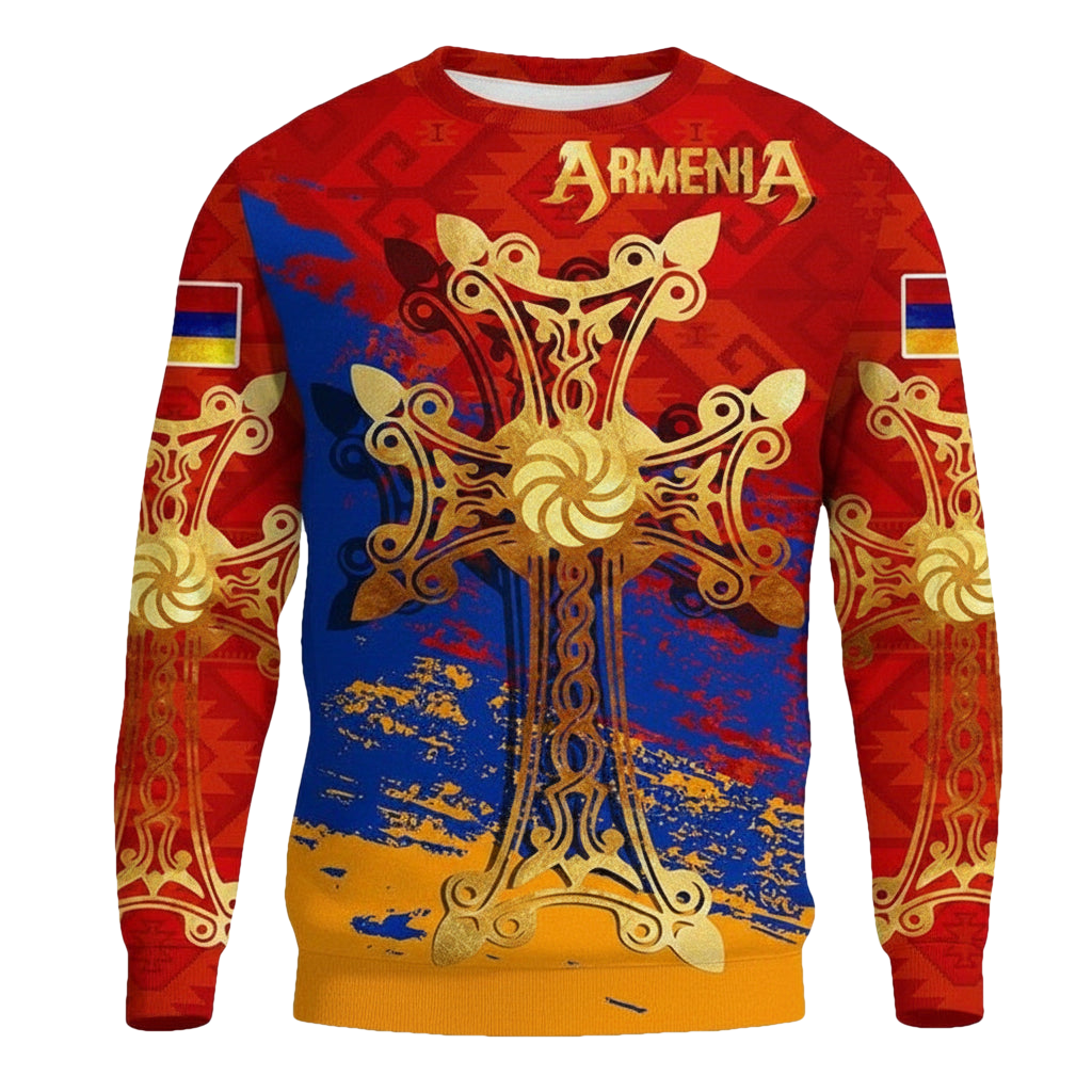 Armenia Khachkar Armenian Cross Special Sweater Knitted Long-Sleeved Sweater A7 ? Usalast