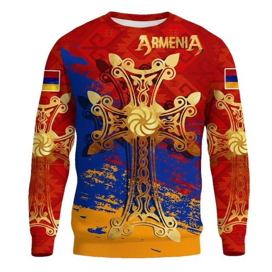 Armenia Khachkar Armenian Cross Special Sweater Knitted Long-Sleeved Sweater A7 ? Usalast
