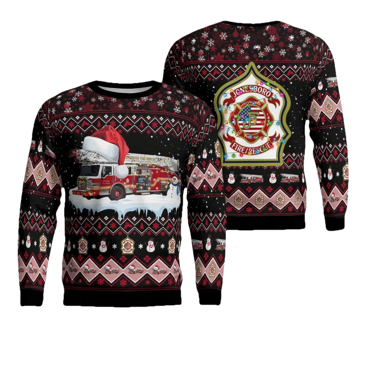 Arkansas Jonesboro Fire Department Christmas AOP Sweater ? Usalast