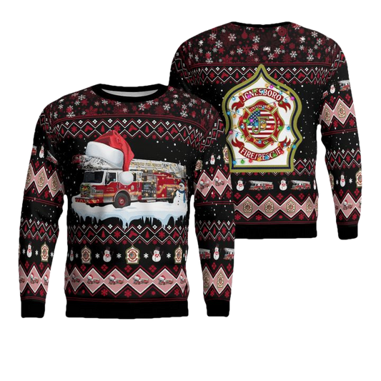 Arkansas Jonesboro Fire Department Christmas AOP Sweater ? Usalast