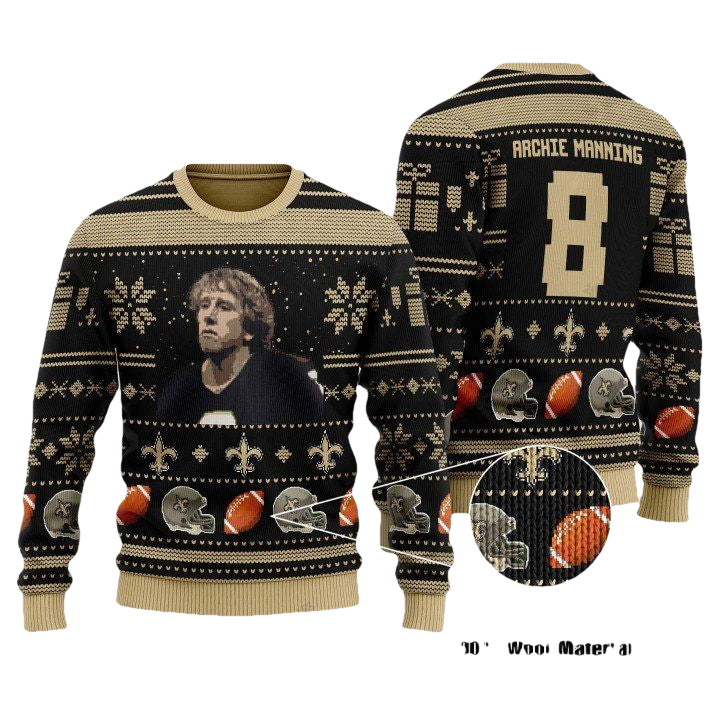 Archie Manning 8 New Orleans Saints Nfl Christmas Sweater ? Usalast