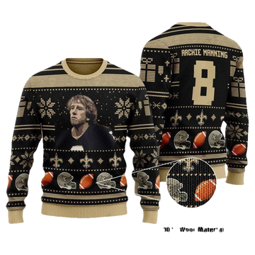 Archie Manning 8 New Orleans Saints Nfl Christmas Sweater ? Usalast