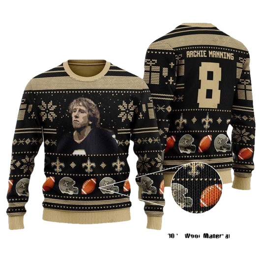 Archie Manning 8 New Orleans Saints Nfl Christmas Sweater ? Usalast