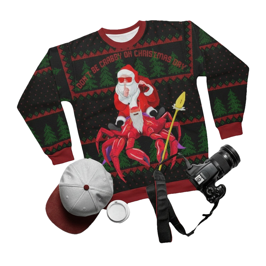 Anta Riding On A Crab Crustaceancore Dont Be Crabby On Day 3d Ugly Christmas Sweater ? Usalast