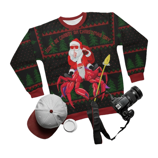 Anta Riding On A Crab Crustaceancore Dont Be Crabby On Day 3d Ugly Christmas Sweater ? Usalast