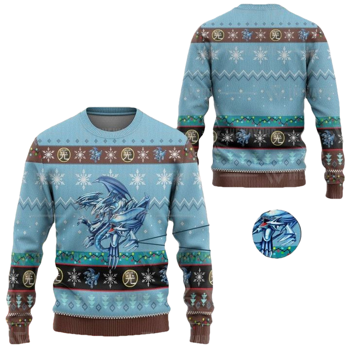 Anime Yu Gi Oh Blue Eyes Ultimate White Dragon Christmas Sweater ? Usalast