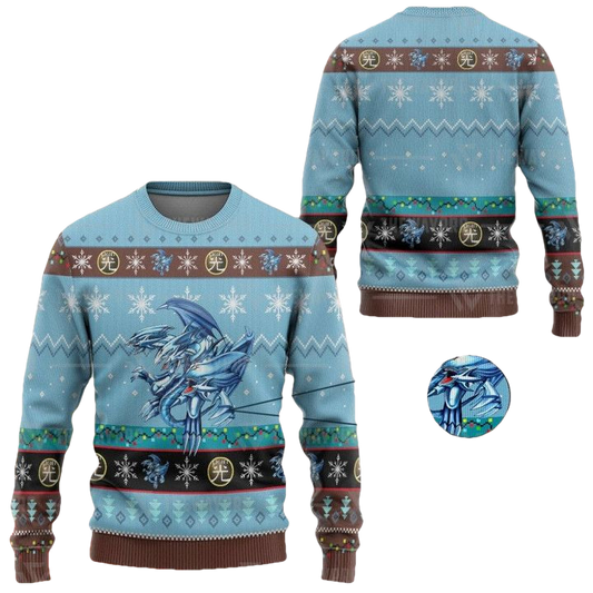 Anime Yu Gi Oh Blue Eyes Ultimate White Dragon Christmas Sweater ? Usalast