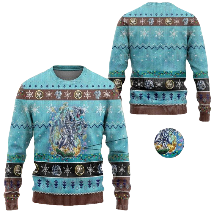 Anime Yu Gi Oh Blue Eyes Toon Ultimate Dragon Christmas Sweater ? Usalast