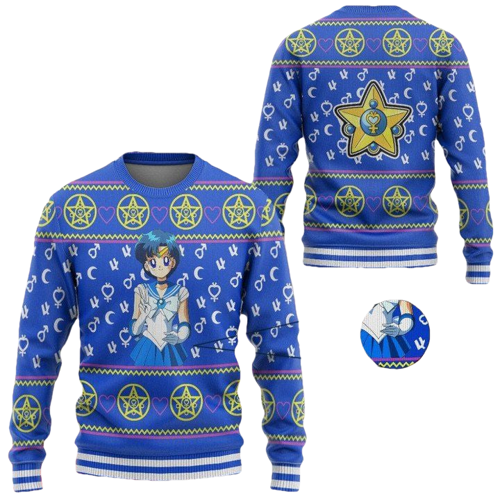 Anime Sailor Moon Mercury Christmas Sweater ? Usalast