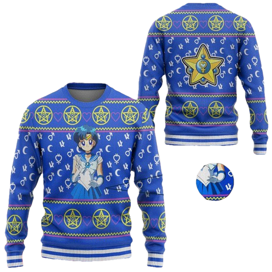 Anime Sailor Moon Mercury Christmas Sweater ? Usalast