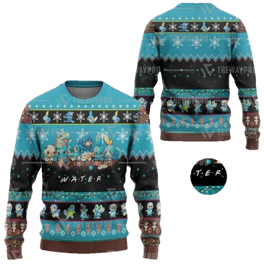Anime Pokemon Water Christmas Sweater ? Usalast